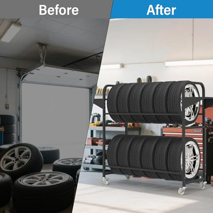 Tire Storage Rack 57" x 55.1" x 20" w (57" x 55.1" x 20" / Modern)