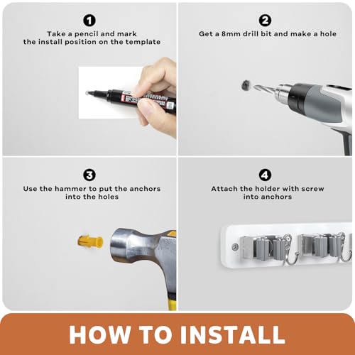 Broom Holder Wall Mount (White)