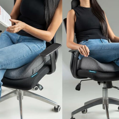 Ergo Office Chair Cushion for Back Pain (Dark Gray & Light Gray)