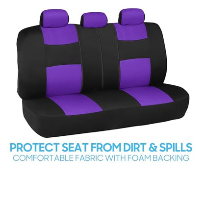 PolyPro Car Seat Covers Full Set in Purple on Black (Purple)