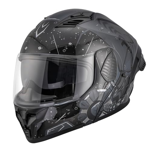 Modular Motorcycle Helmets Full Face Flip up Street Bike Motorcycle Helmet for Unisex Adult Model (Future Gray / XX-Large)