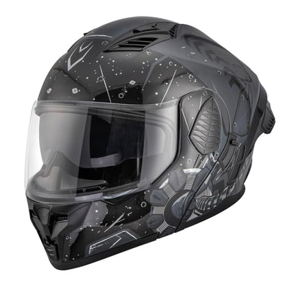 Modular Motorcycle Helmets Full Face Flip up Street Bike Motorcycle Helmet for Unisex Adult Model (Future Gray / Large)