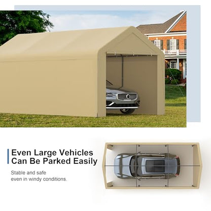 Carport 10‘ x 20’ Garage Car Canopy w (Yellow / 10' x 20' /with side)