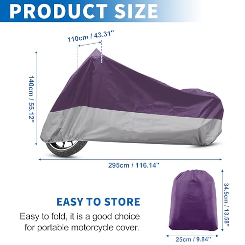 Motorcycle Cover for Harley Davidson Fits Up to 116.14" XXXL (Purple / XXXL)