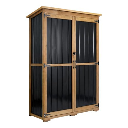 Outdoor Storage Cabinet Waterproof with Shelves (black / 46"L x 18"W x 68"H)