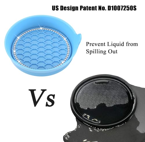 4 Pack Car Cup Holder Coaster Bling Crystal Rhinestone Car Interior (Light Blue / 4 Pack)