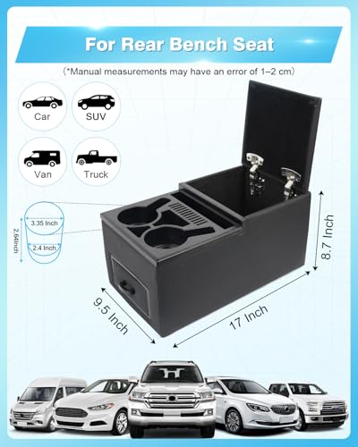 Universal Bench Seat Center Console for Trucks (Regular Black)