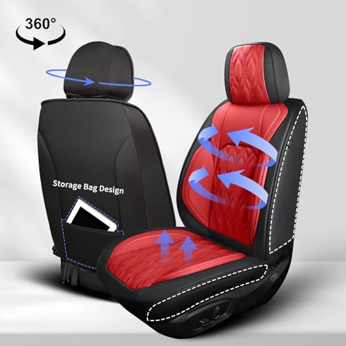 Front Waterproof Leather Seat Covers for Lexus LS 500 2018 (#067 Black&Red / 50.LS 460/500-2 Front Seat Covers Only)