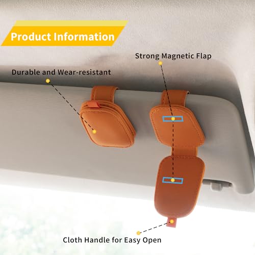 Magnetic Leather Sunglasses Holder for Car (orange)