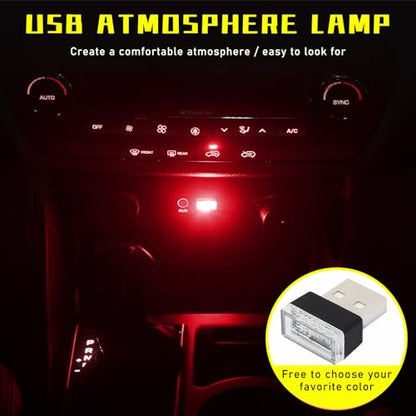 4 PCS USB LED Car Interior Atmosphere Lamp (2 Red+2 Ice Blue)