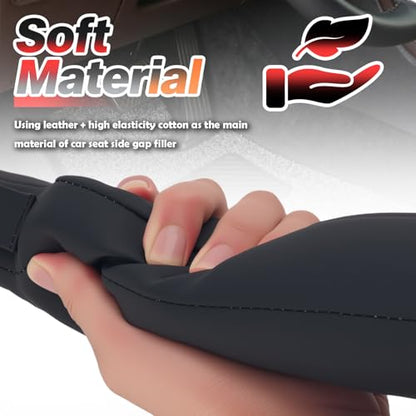 2026 Latest 2PCS Upgraded Car Seat Gap Filler with Fixing Ring (Black)