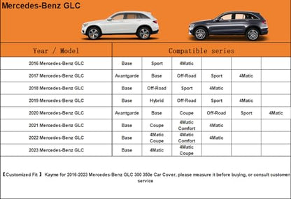 7 Layers Waterproof SUV Car Cover for Mercedes Benz GLC 2016 (PE-Black / Custom Fit Mercedes-Benz GLC)