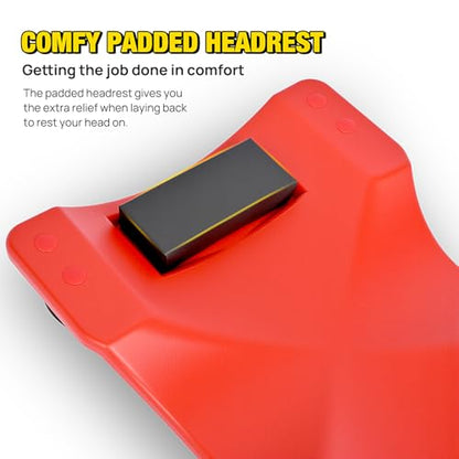 40" Mechanic Plastic Creeper with Padded Headrest and 6 Casters (Red)