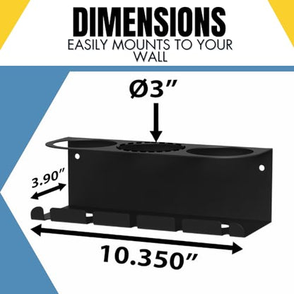 Wall Mount Air Tool Holder with 3 Aerosol Can Storage (Airtool + 3 Can)