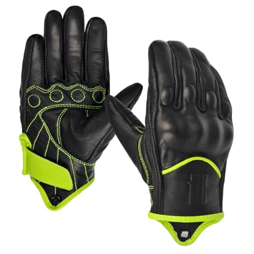 Harssidanza Woman Touch Motorcycle Racing Gloves GL016US Yellow Green (X-Large / Yellow Green)