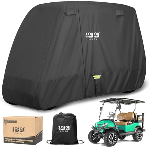 Heavy Duty Golf Cart Cover for 6 Passengers EZGO (Black / XL-For 4+2 Passengers Cart)