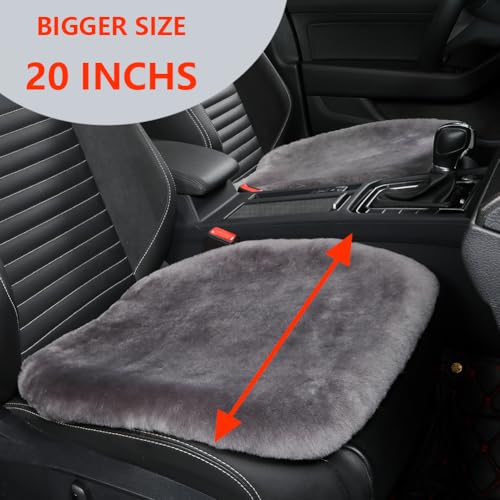 Genuine Sheepskin Car Seat Cover for Fuzzy Soft Fur Wool Cushion (Graphite)
