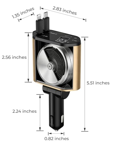4 in 1 Retractable Car Charger (Gold)