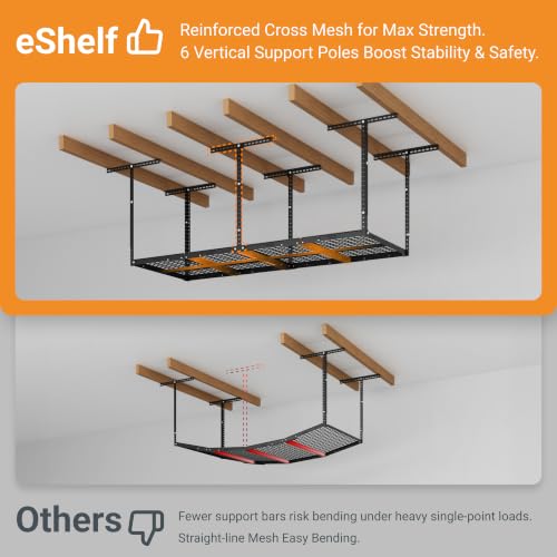 3x8ft Overhead Ceiling Garage Storage Rack (Black / 3x8ft)
