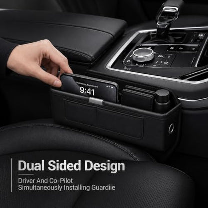 2Pack Universal Fit Premium Leather Car Seat Gap Filler Organizer