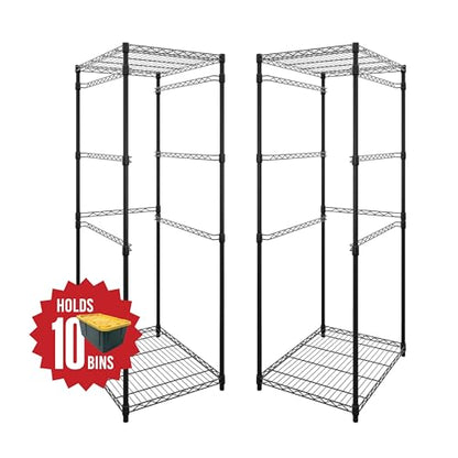 5 Tier Steel Tote Rack for 27 Gallon Bins (2 Pack / Black)