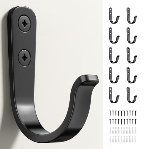 10Pcs Wall Hooks (Black / 10 Pack)