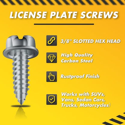 Upgraded】 100 Pcs License Plate Mounting Screws for Car Dealers #14 x 3