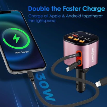 Retractable Car Charger (Pink)