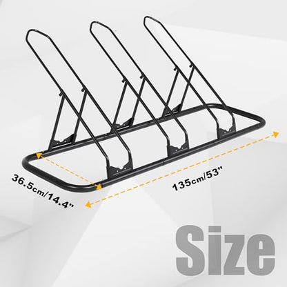 Bicycle Floor Parking Rack Stand (3 Bikes / Adjustable for Fat Bike)