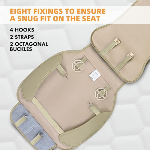 Leather Car Seat Covers Front 2PC Waterproof Universal Fit Beige (Beige)