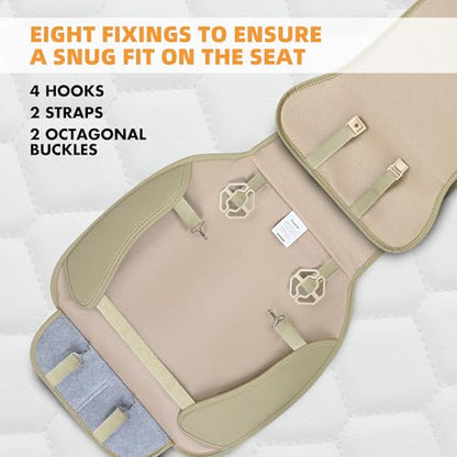 Leather Car Seat Covers Front 2PC Waterproof Universal Fit Beige (Beige)