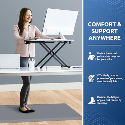0.8" Thick Kitchen Mat Cushioned Anti Fatigue Rug Comfort Floor Mats (Grey / 54"L x 22"W x 0.8"Th)