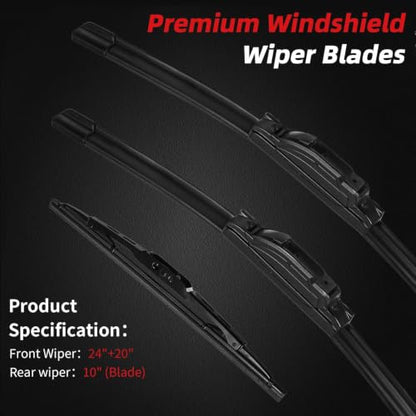 Windshield Wiper Blades Replacement for GMC Acadia 2017 (24"+20"+10"（U/J Hook）)