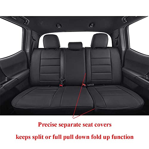 Custom Fit Tacoma Rear Car Seat Covers for Toyota Tacoma 2016 2017 2018 2019 2020 2021 2022 2023 Double Cab (Leather (Black) / 2016-2023 Tacoma,4DR-Only 2nd Row)