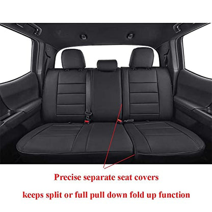 Custom Fit Tacoma Rear Car Seat Covers for Toyota Tacoma 2016 2017 2018 2019 2020 2021 2022 2023 Double Cab (Leather (Black) / 2016-2023 Tacoma,4DR-Only 2nd Row)