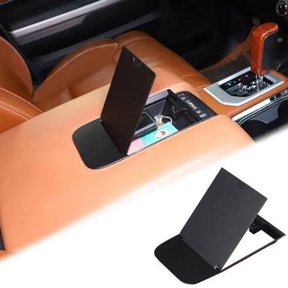 Car Armrest Hidden Storage Box Compatible with Toyota Tundra 2014 (Matte Black)