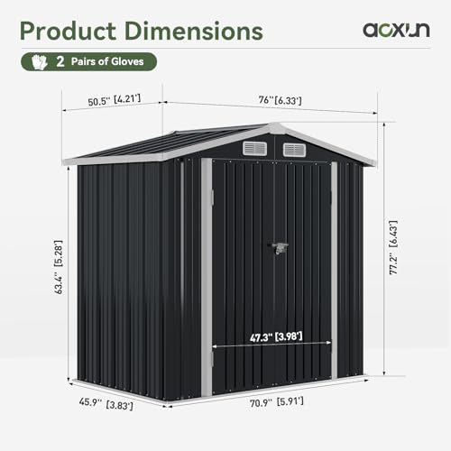6x4 FT Shed Outdoor Storage Shed (Black / 6'x4')