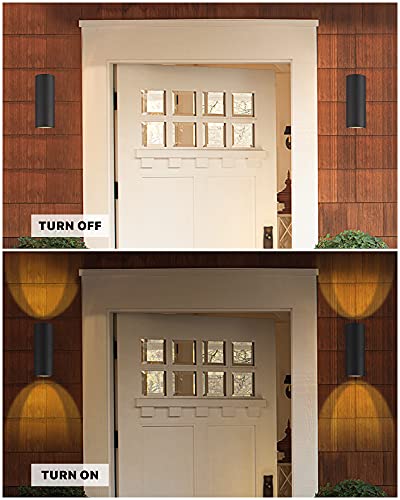 Cylinder Outdoor Wall Sconce Lights (Black 2PK)