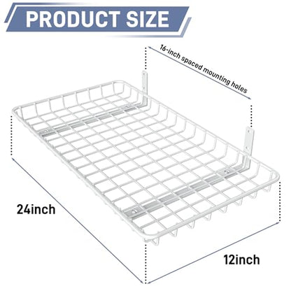 12x24 inch Wall Shelf (White / 12x24 in)