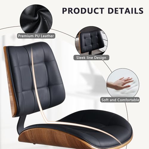 Home Office Desk Chair with Rubber Wheels (Black / Standard Style)