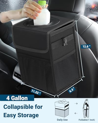 Car Trash Can with Lid (4 Gallons / Black)