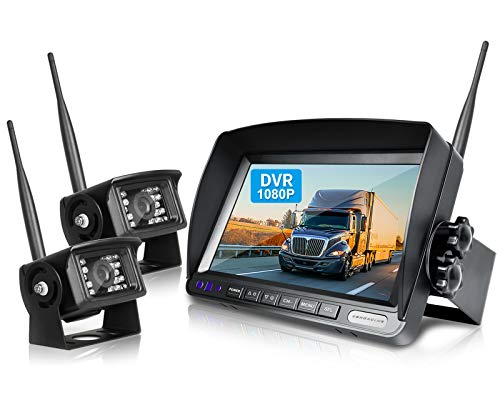 Digital Wireless Backup Camera System Kit for RV (grey / 7'' 2 CAM)