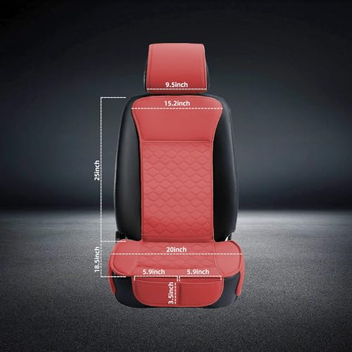 Leather Car Seat Covers Front 2PC Waterproof Sporty Red (Red)