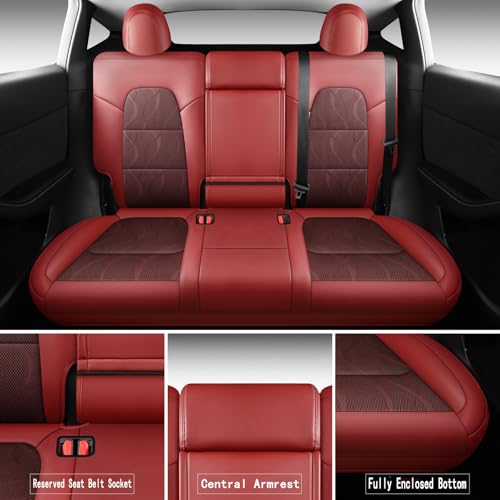Tesla Model Y Seat Cover Full Set (Wine Red)