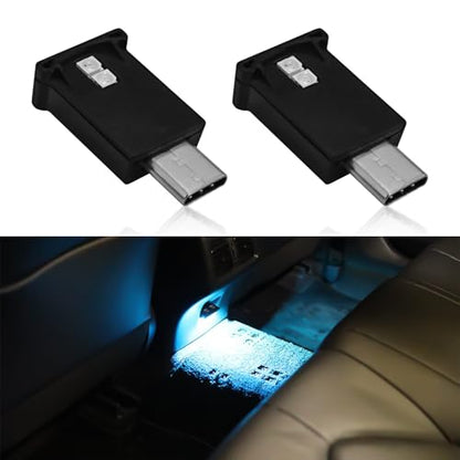 2 PCS USB Type C LED Ambient Lights for Car Interior (2PCS)