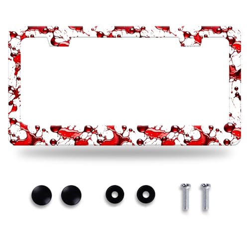 Blood Splattered License Plate Frame Stainless Steel Car Accessories (Scarry Halloween Blood Splattered)