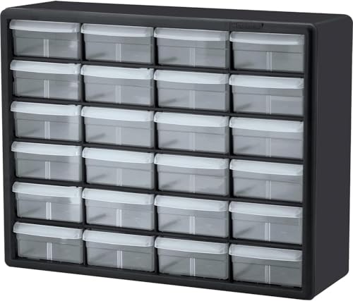 24 Drawer Plastic Storage Cabinet (Black / 24 Drawer / 1 Pack)