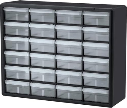 24 Drawer Plastic Storage Cabinet (Black / 24 Drawer / 1 Pack)