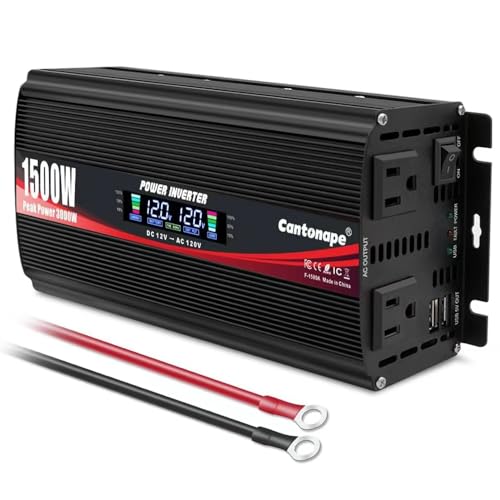 1500W Power Inverter 12V to 110V (Black)