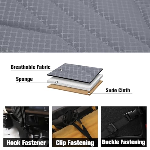 Luxury Faux Leather&Fabric Car Seat Covers Full Set with Breathable 3D Foam Back Support
